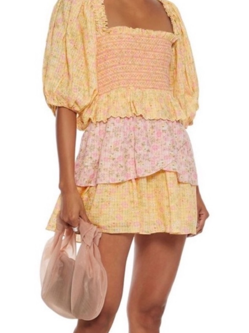LoveShackFancy Yellow & Pink Floral mini dress - Picture 2 of 5